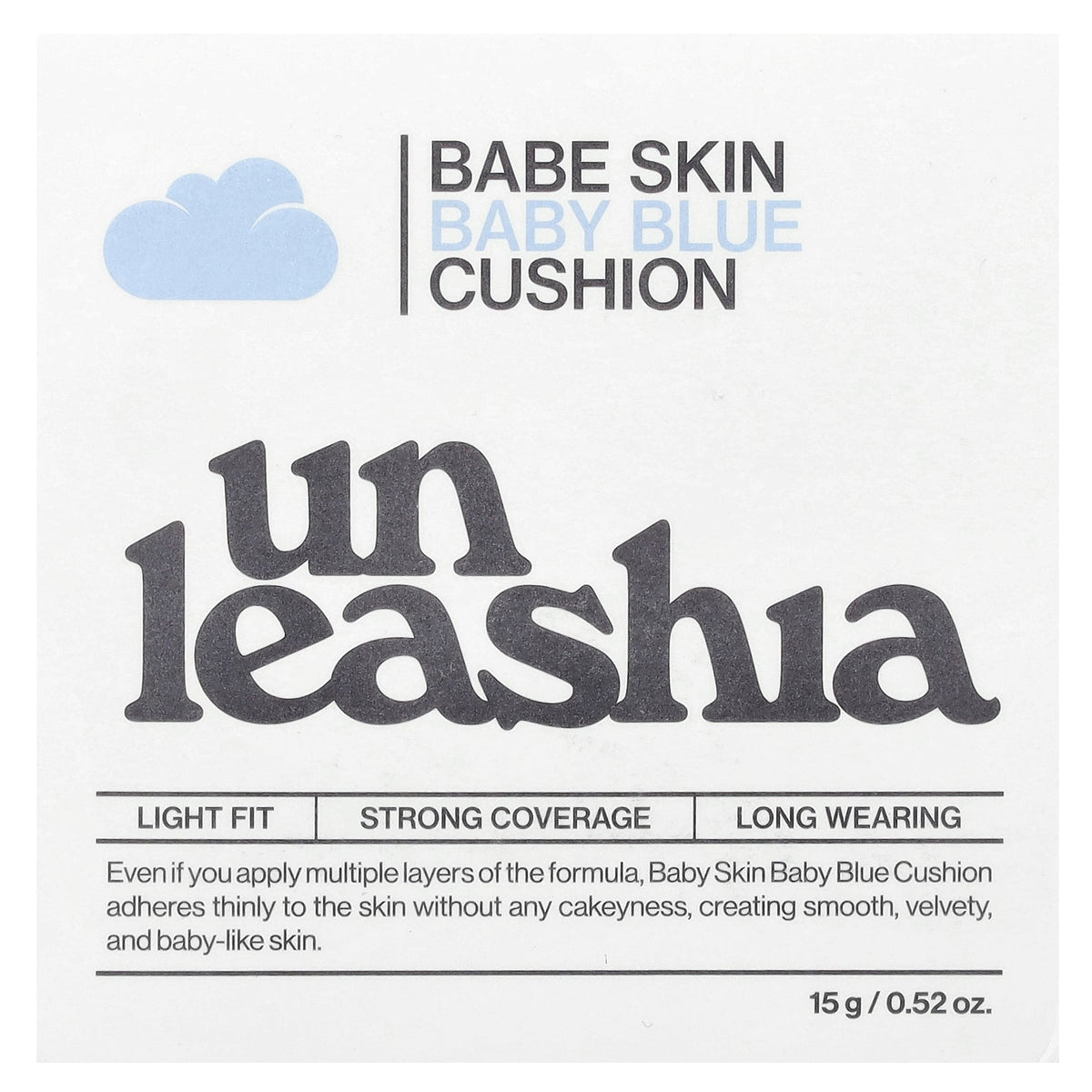 Unleashia, Babe Skin, Baby Blue Cushion, SPF40/PA++, 21C Baby Cheek, 0.52 oz (15 g)