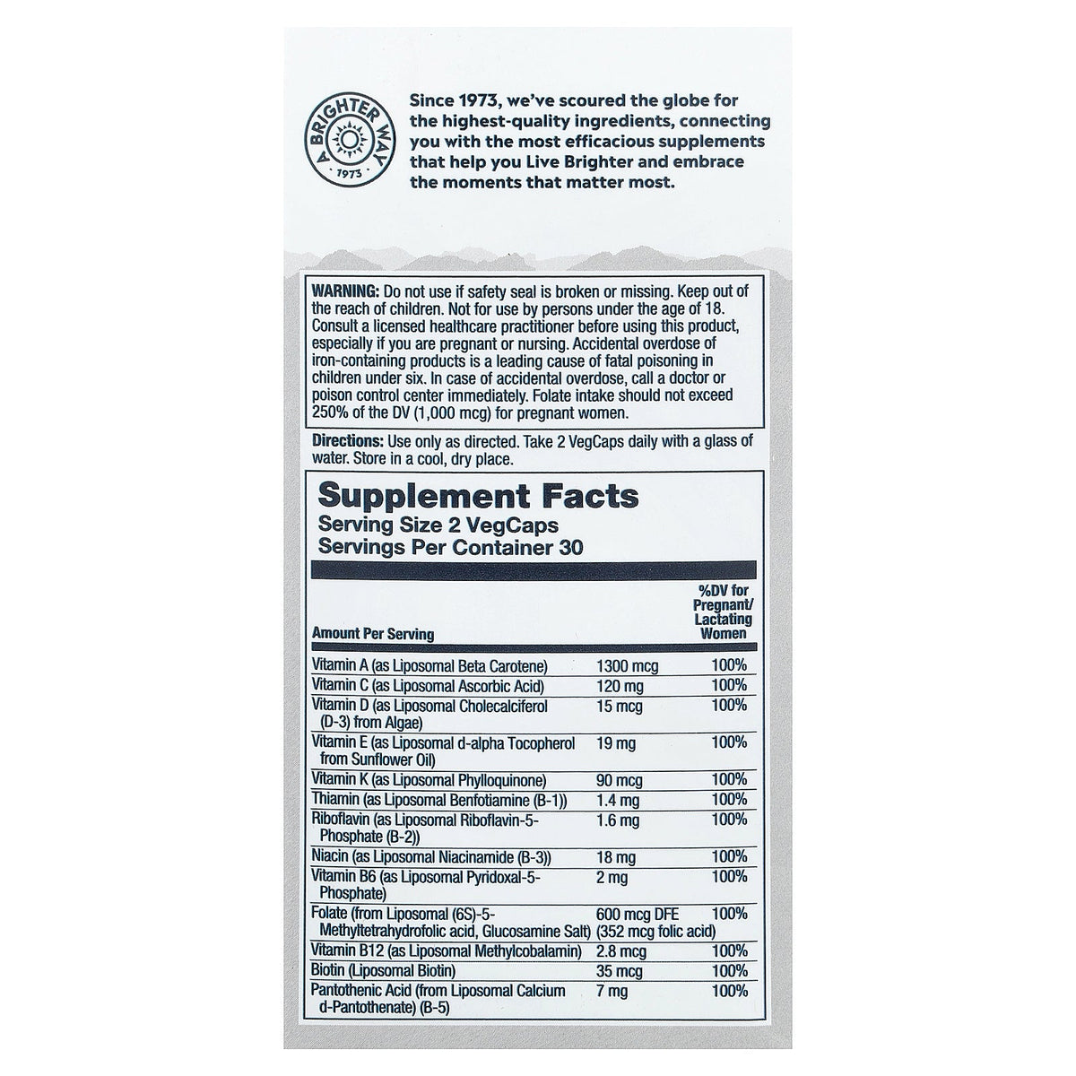Solaray, High Potency Prenatal Liposomal Multivitamin, 60 VegCaps