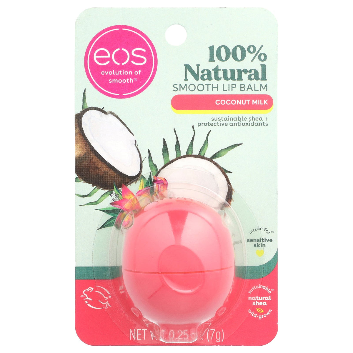 EOS, 100% Natural Smooth Lip Balm, Coconut Milk, 0.25 oz (7 g)