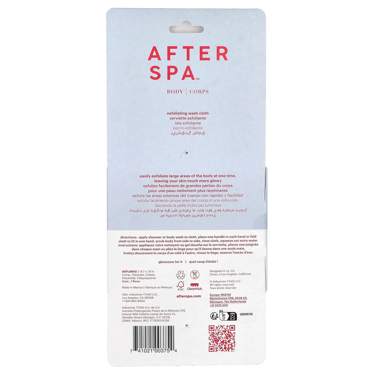 AfterSpa, Exfoliating Wash Cloth, 1 Cloth