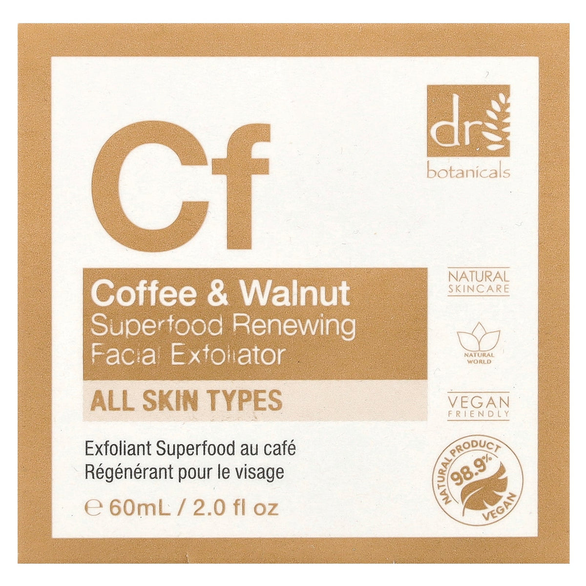Dr. Botanicals, Coffee & Walnut Superfood Renewing Facial Exfoliator, 2 fl oz (60 ml)