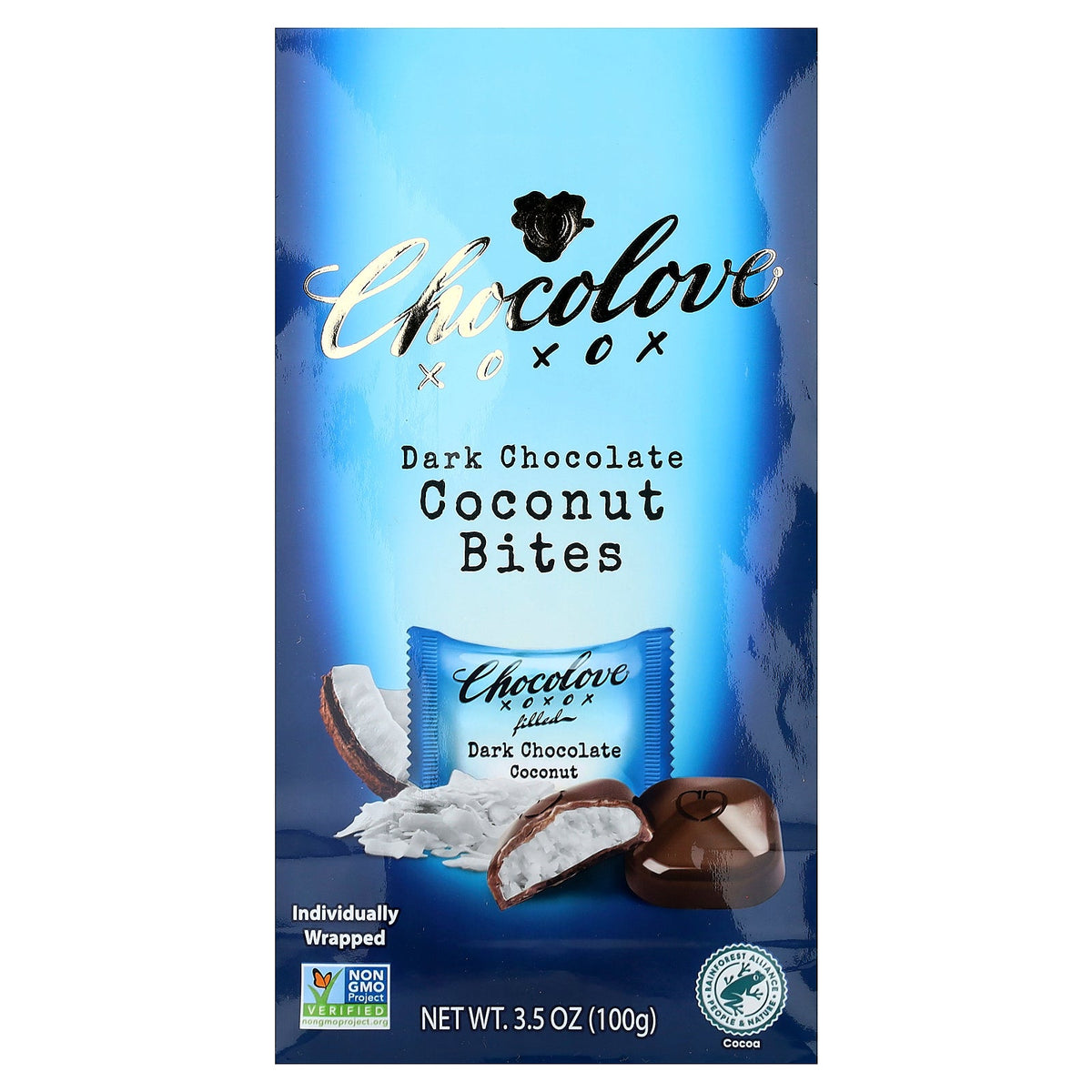 Chocolove, Dark Chocolate Bites, Coconut, 55% Cocoa, 3.5 oz (100 g)