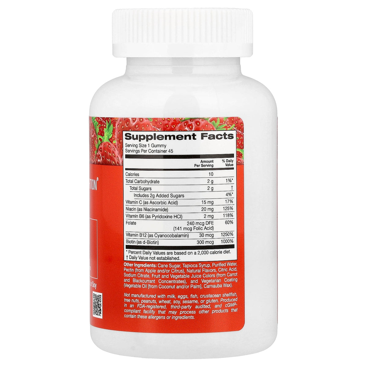 California Gold Nutrition, Gummiology® B Complex Gummies with Vitamins B6 and B12, Folate, and  Biotin, Strawberry, 45 Vegetarian Gummies