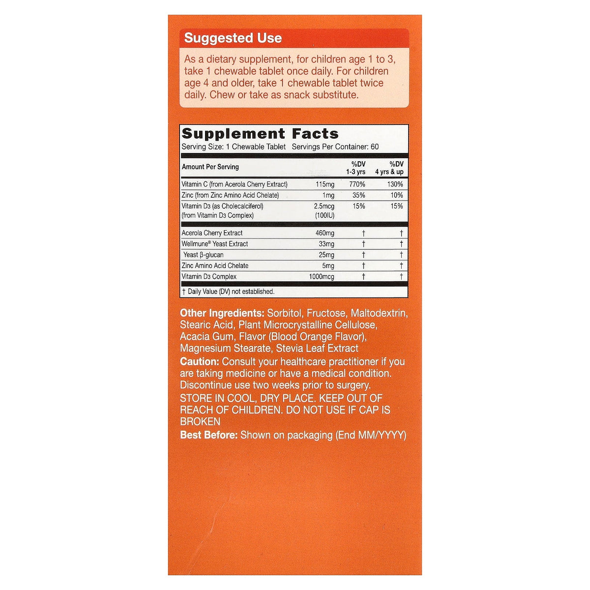 CATALO, Kids Vitamin C, Blood Orange, 60 Chewable Tablets