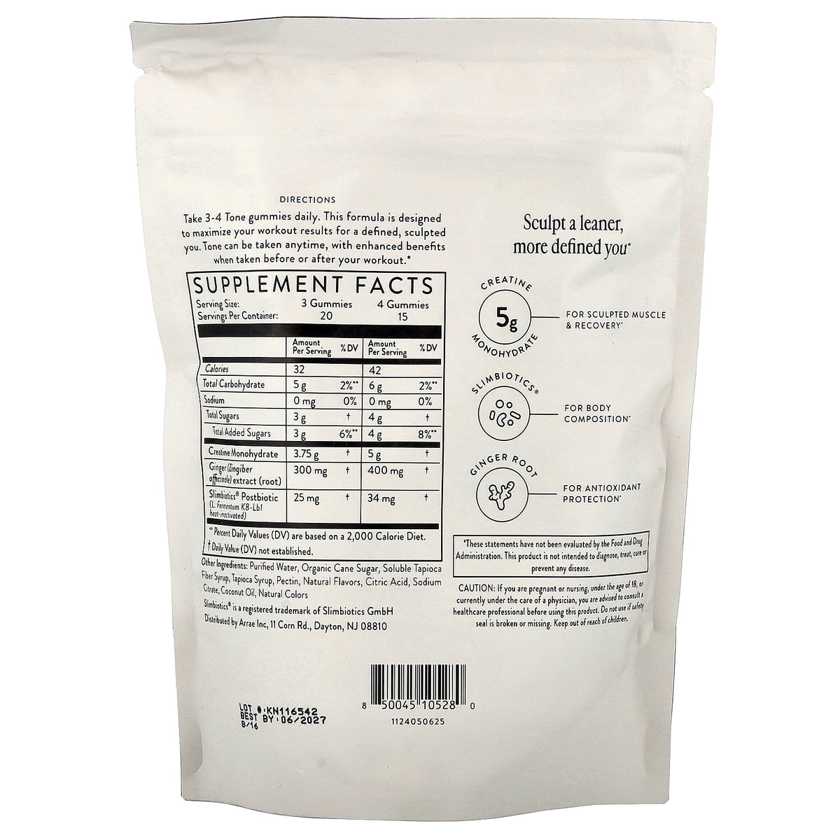 Arrae, Tone, Creatine Body Composition Gummies, Mixed Berry, 60 Gummies