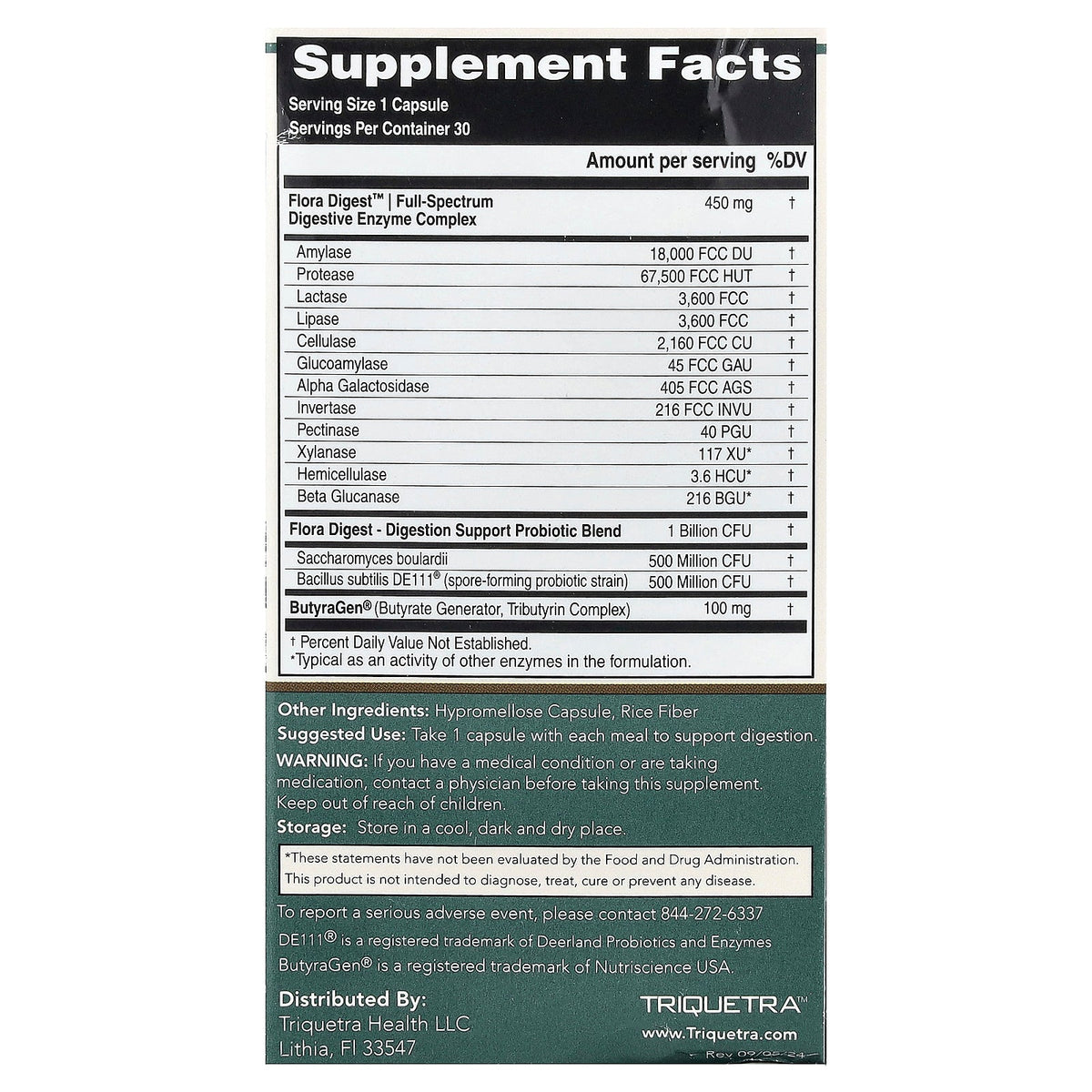 Triquetra, Flora Digest™ Digestive Enzymes, 30 Capsules