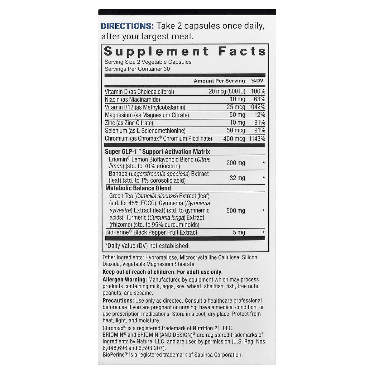 Force Factor, Super GLP-1™ Support, 60 Vegetable Capsules