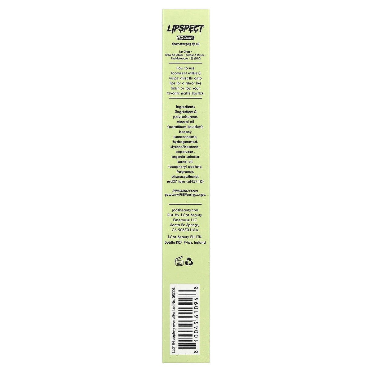 J.Cat Beauty, Lipspect Lip Switch, Color Changing Lip Oil, LLO 104 Apple-y Ever After, 0.1 fl oz (3 ml)