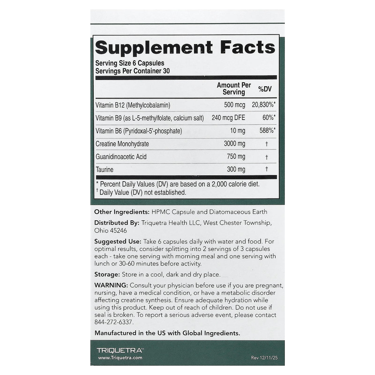 Triquetra, Creatine Reserve™, 180 Capsules