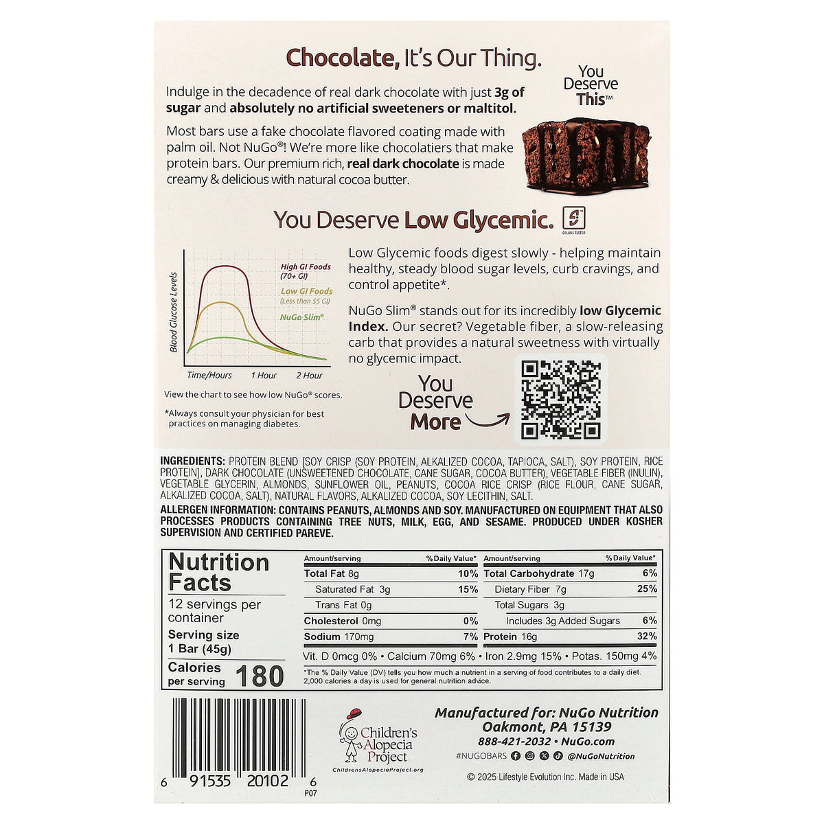 NuGo Nutrition, Slim®, Protein Bar, Brownie Crunch, 12 Bars, 1.59 oz (45 g) Each
