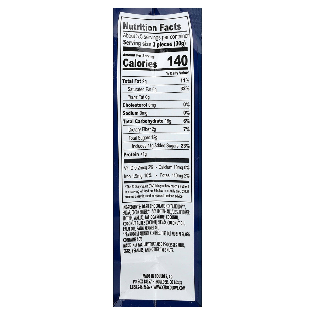 Chocolove, Dark Chocolate Bites, Coconut, 55% Cocoa, 3.5 oz (100 g)