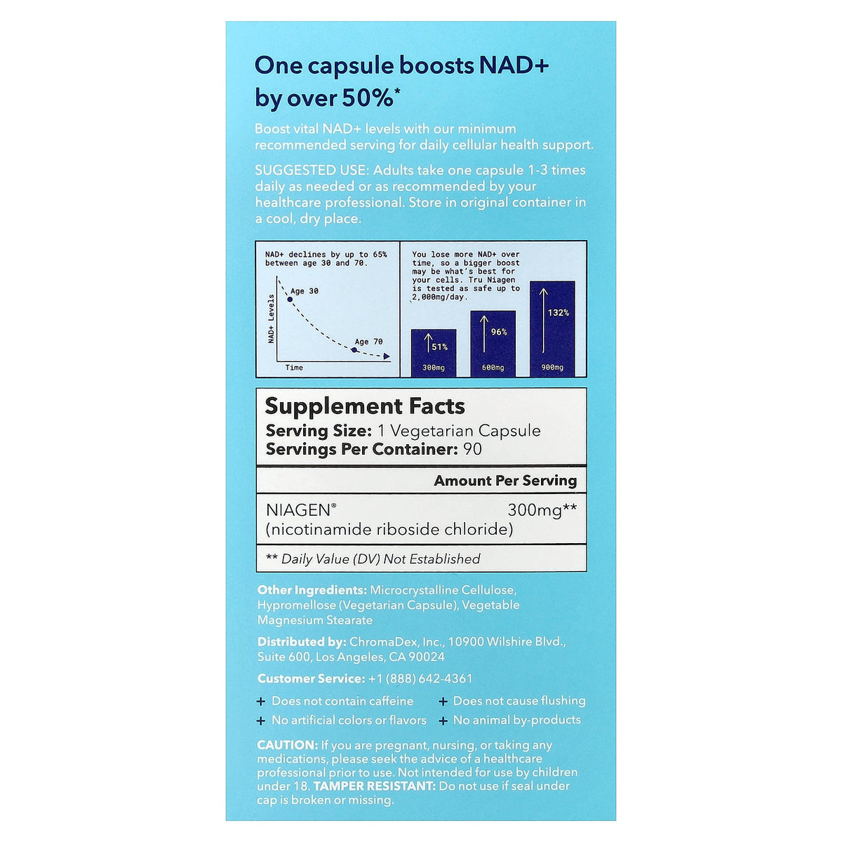 Tru Niagen, Nicotinamide Riboside Chloride, 300 mg, 90 Vegetarian Capsules