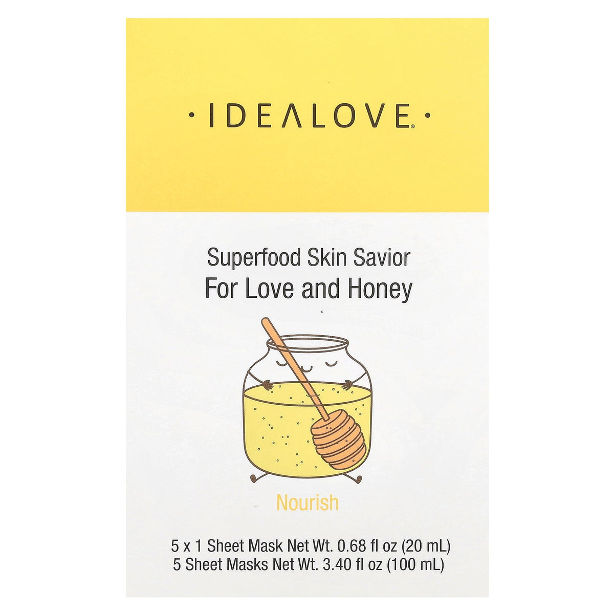 Idealove, Superfood Skin Savior Beauty Masks, For Love and Honey, 5 Sheets, 0.68 fl oz (20 ml) Each