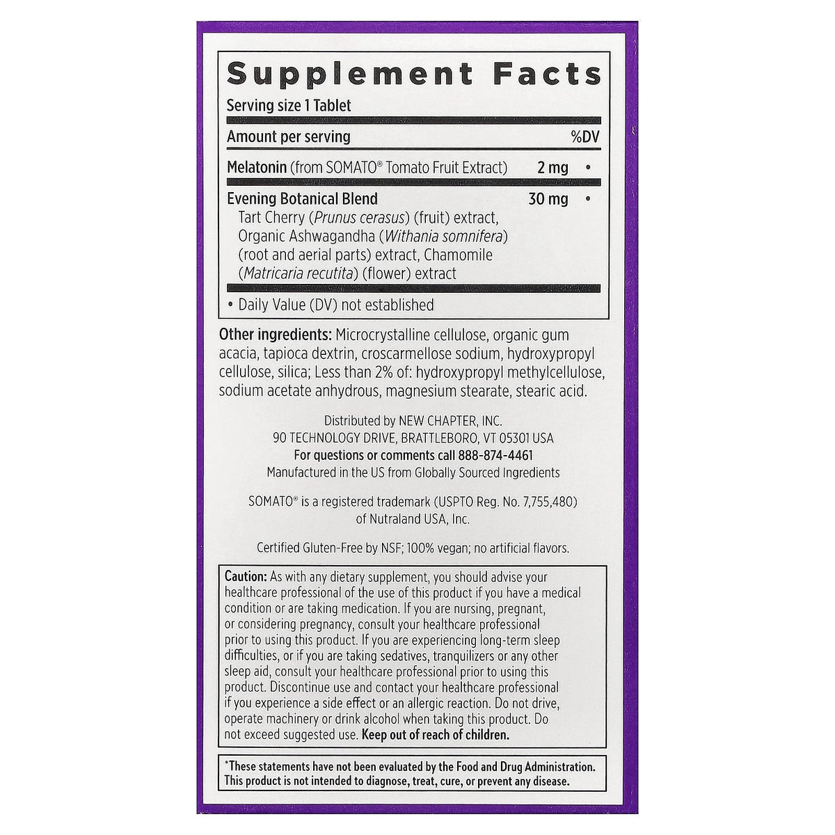 New Chapter, Plant Melatonin + Tart Cherry & Ashwagandha, 30 Vegan Tablets