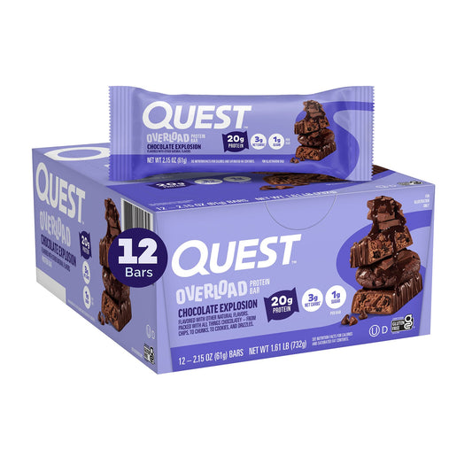 Quest Nutrition, Overload Protein Bar, Chocolate Explosion, 12 Bars, 2.15 oz (61 g) Each
