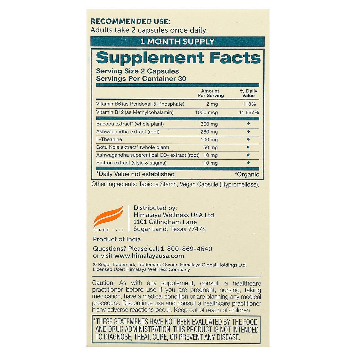 Himalaya, Focused Mind, 60 Vegan Capsules