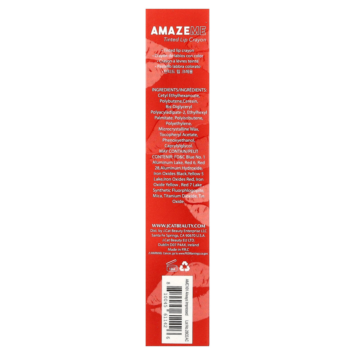 J.Cat Beauty, Amaze Me, Tinted Lip Crayon, AMC101 Always Impressed, 0.14 oz (4 g)