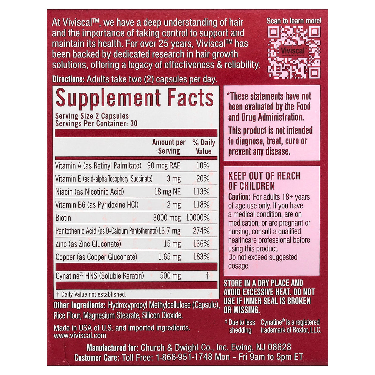 Viviscal, 4D Hair Growth Cycle Supplement, 60 Capsules