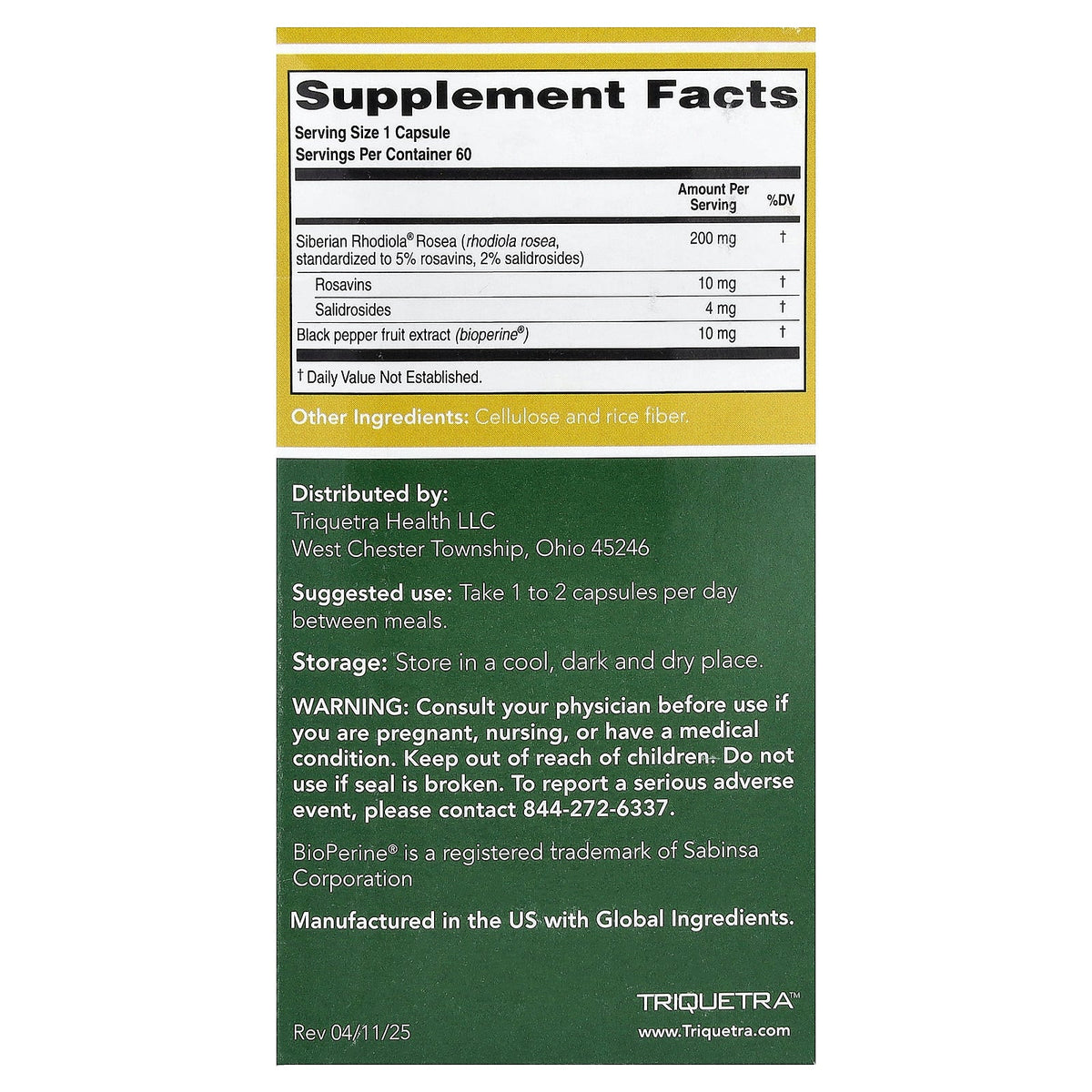 Triquetra, Siberian Rhodiola®, 60 Capsules