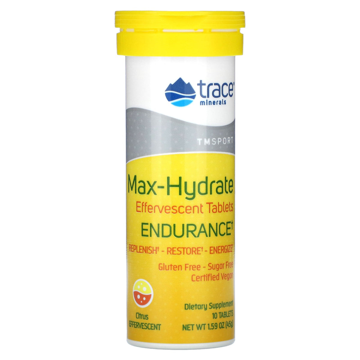 Trace, TM Sport, Max-Hydrate Endurance Effervescent Tablets, Citrus, 8 Tubes, 10 Tablets Each