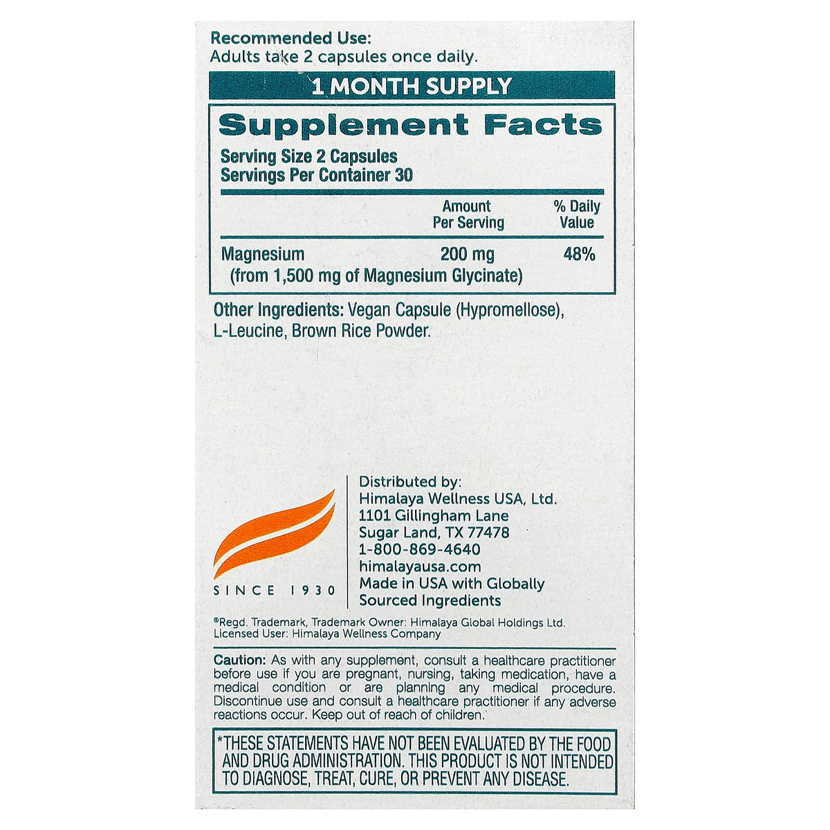 Himalaya, High Absorption Magnesium Glycinate, 60 Vegan Capsules (100 mg per Capsule)