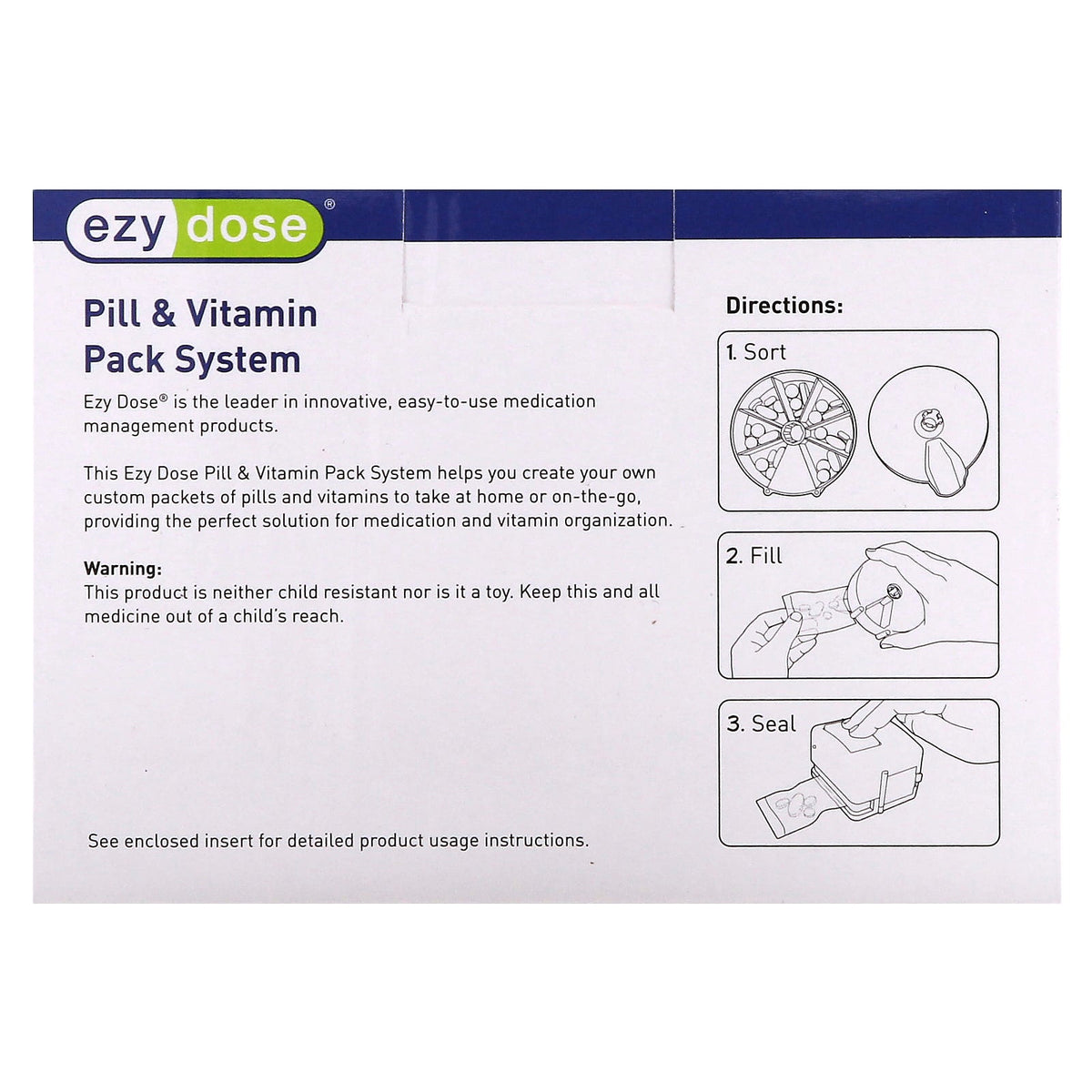 Ezy Dose, Pill & Vitamin Pack System, 1 Set