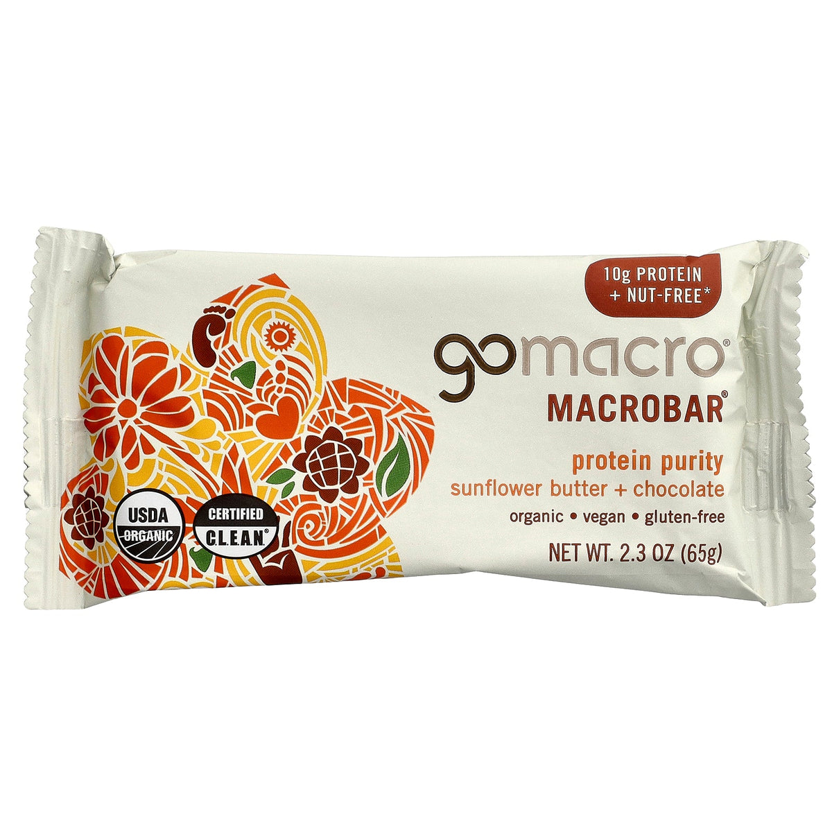 GoMacro, MacroBar®, Protein Purity, Sunflower Butter + Chocolate, 12 Bars, 2.3 oz (65 g) Each