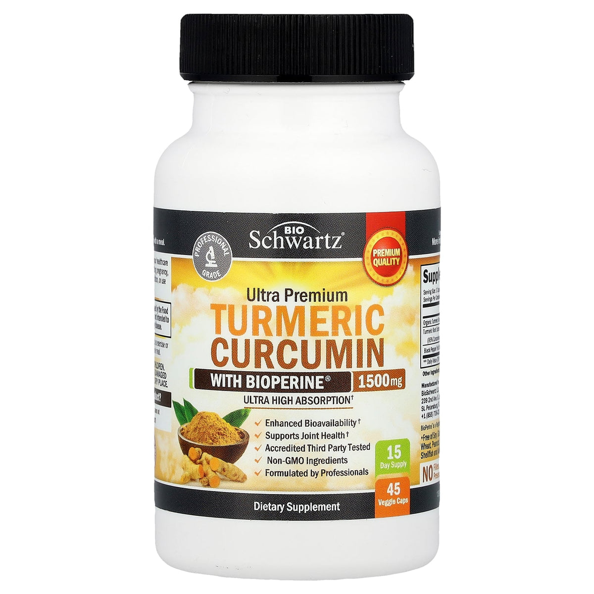 BioSchwartz, Turmeric Curcumin With BioPerine®, Ultra Premium, Supports Joint Health , 45 Veggie Caps
