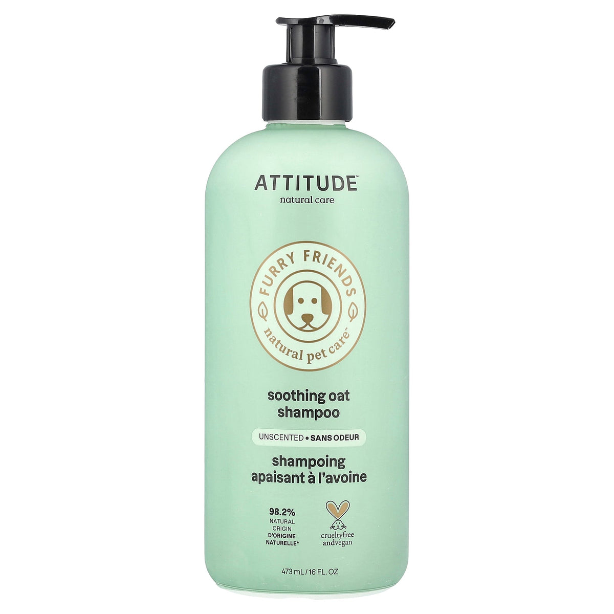 ATTITUDE, Furry Friends, Natural Pet Care, Soothing Oat Shampoo, Unscented, 16 fl oz (473 ml)