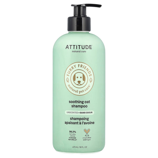 ATTITUDE, Furry Friends, Natural Pet Care, Soothing Oat Shampoo, Unscented, 16 fl oz (473 ml)