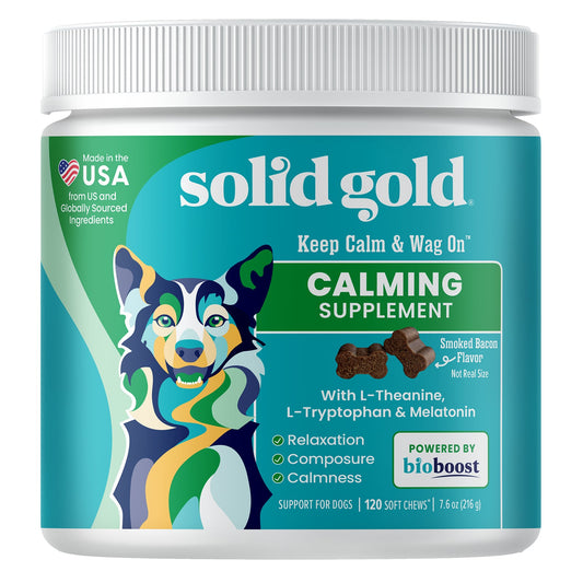 Solid Gold, Keep Calm & Wag On™, Calming Supplement, For Dogs, Smoked Bacon, 120 Soft Chews, 7.6 oz (216 g)