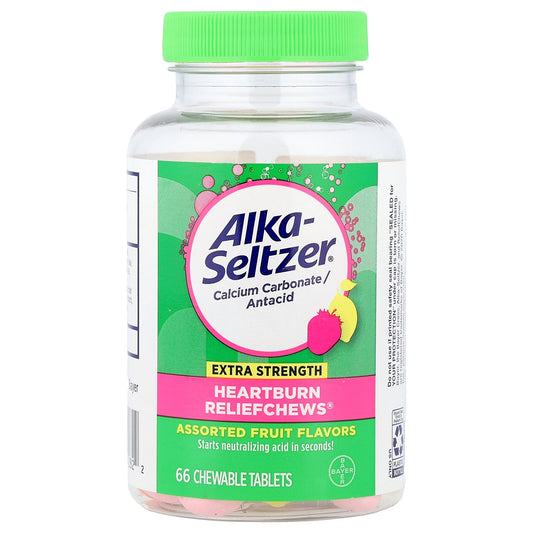 Alka-Seltzer, Heartburn Reliefchews®, Assorted Fruit, 66 Chewable Tablets (750 mg per Tablet)