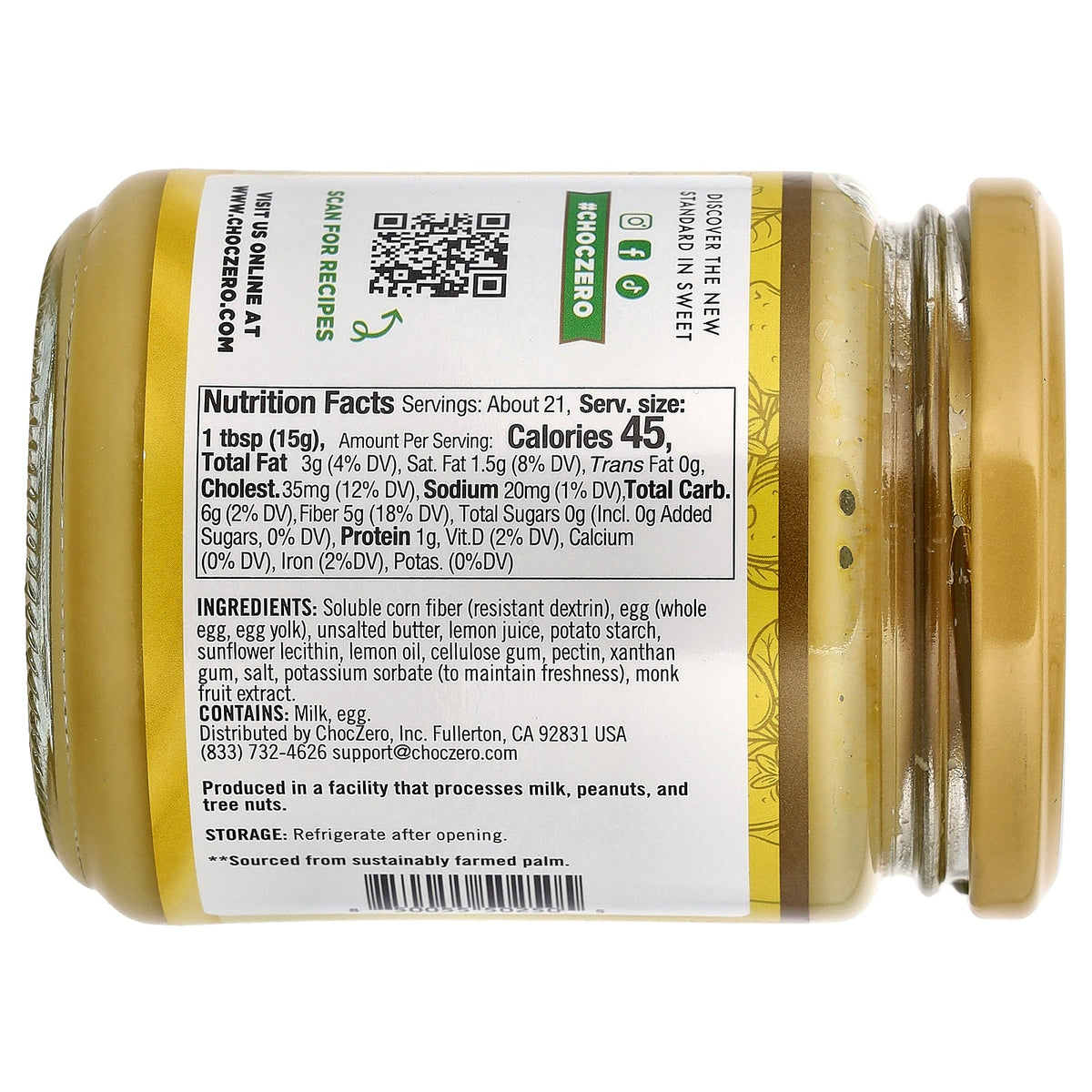 ChocZero, Premium Spread, Lemon Curd, 11 oz (310 g)