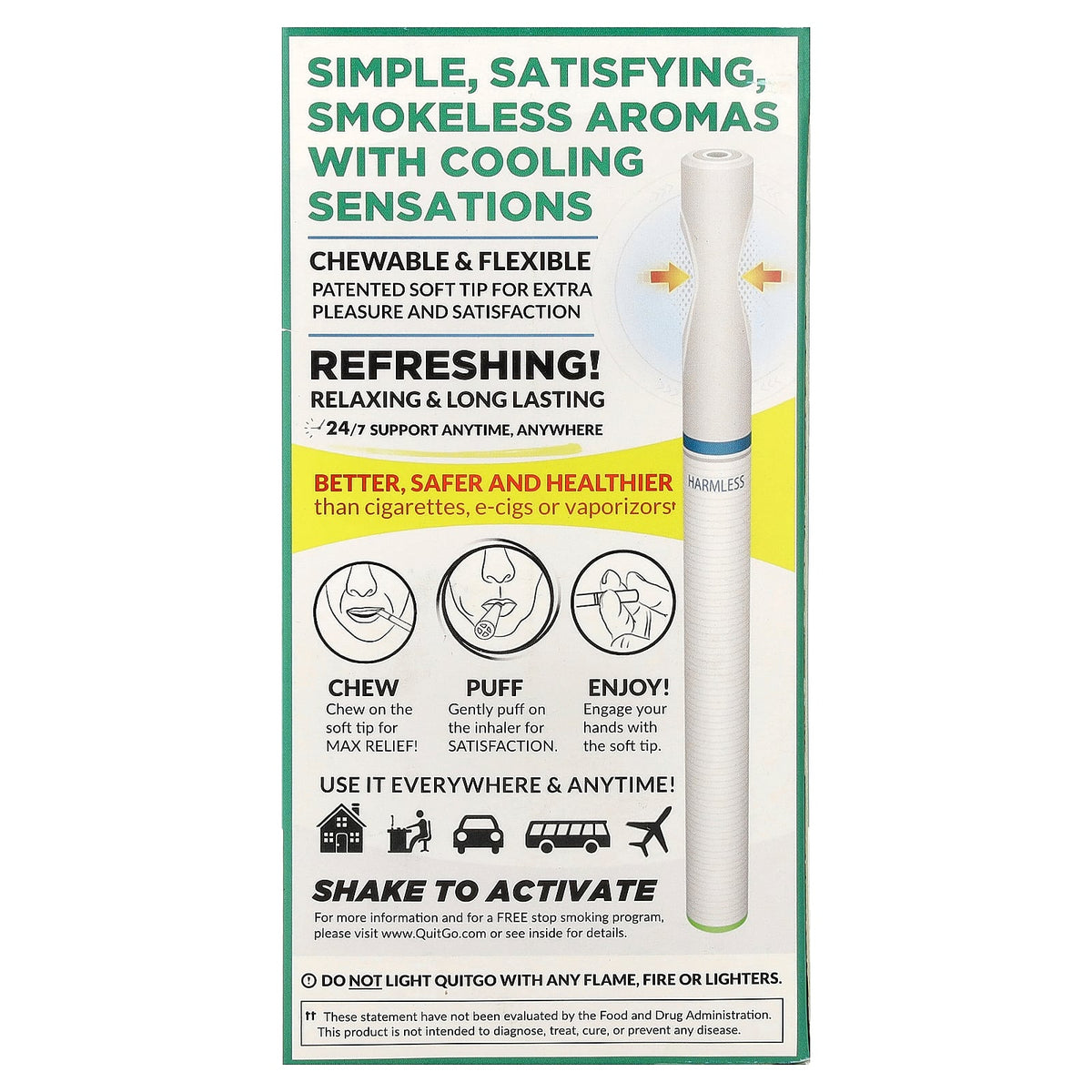 QuitGo, Habit Replacement Inhaler, Fresh Mint, 1 Inhaler