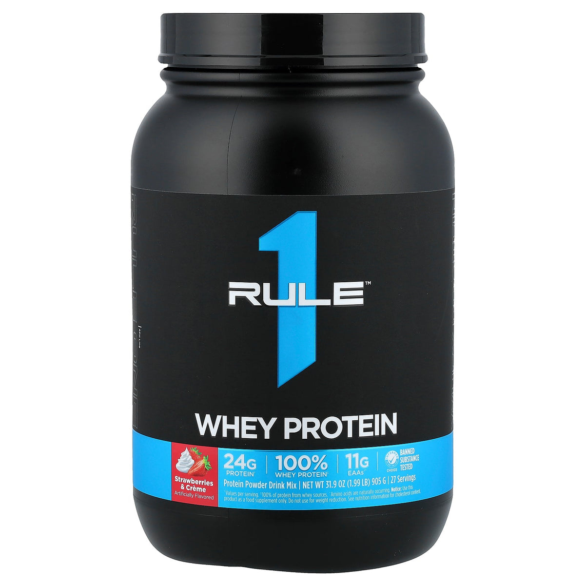 Rule One Proteins, Whey Protein, Strawberries & Creme, 1.99 lb (905 g)