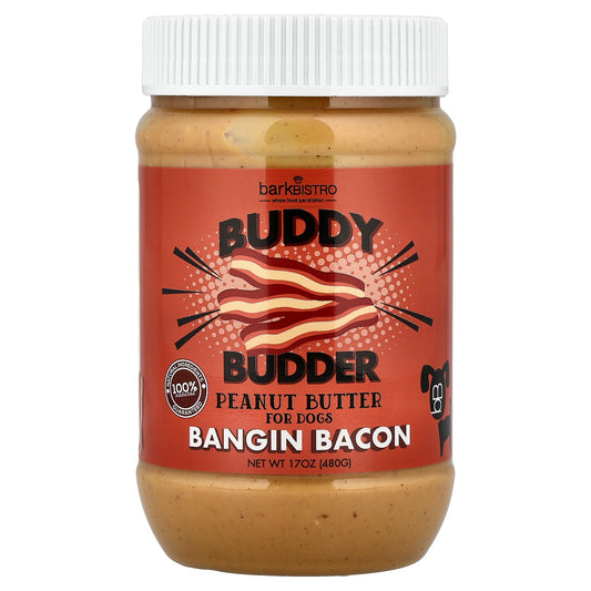 Bark Bistro, Buddy Budder, Peanut Butter, For Dogs, Bangin Bacon, 17 oz (480 g)