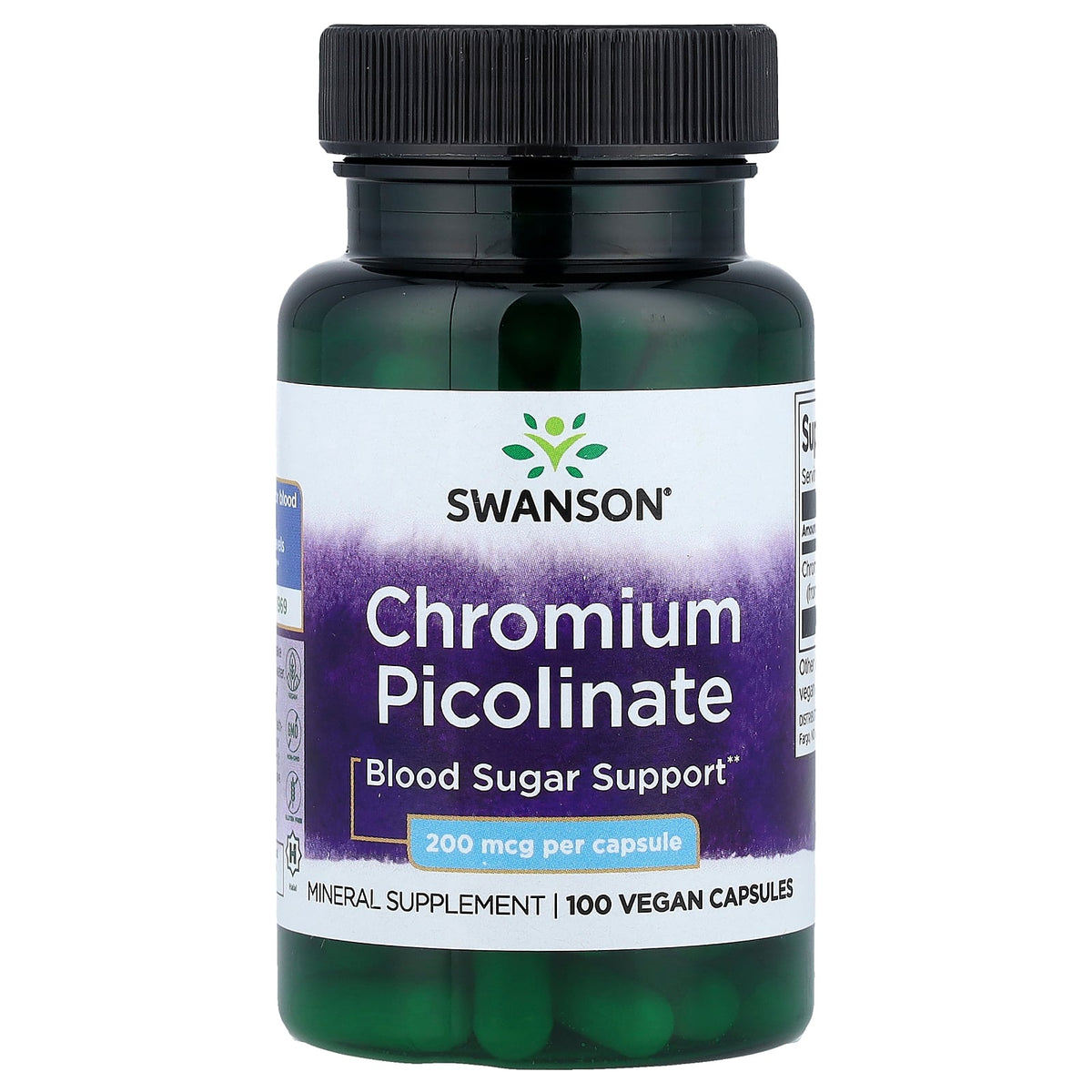 Swanson Vitamins, Chromium Picolinate, 200 mcg, 100 Vegan Capsules