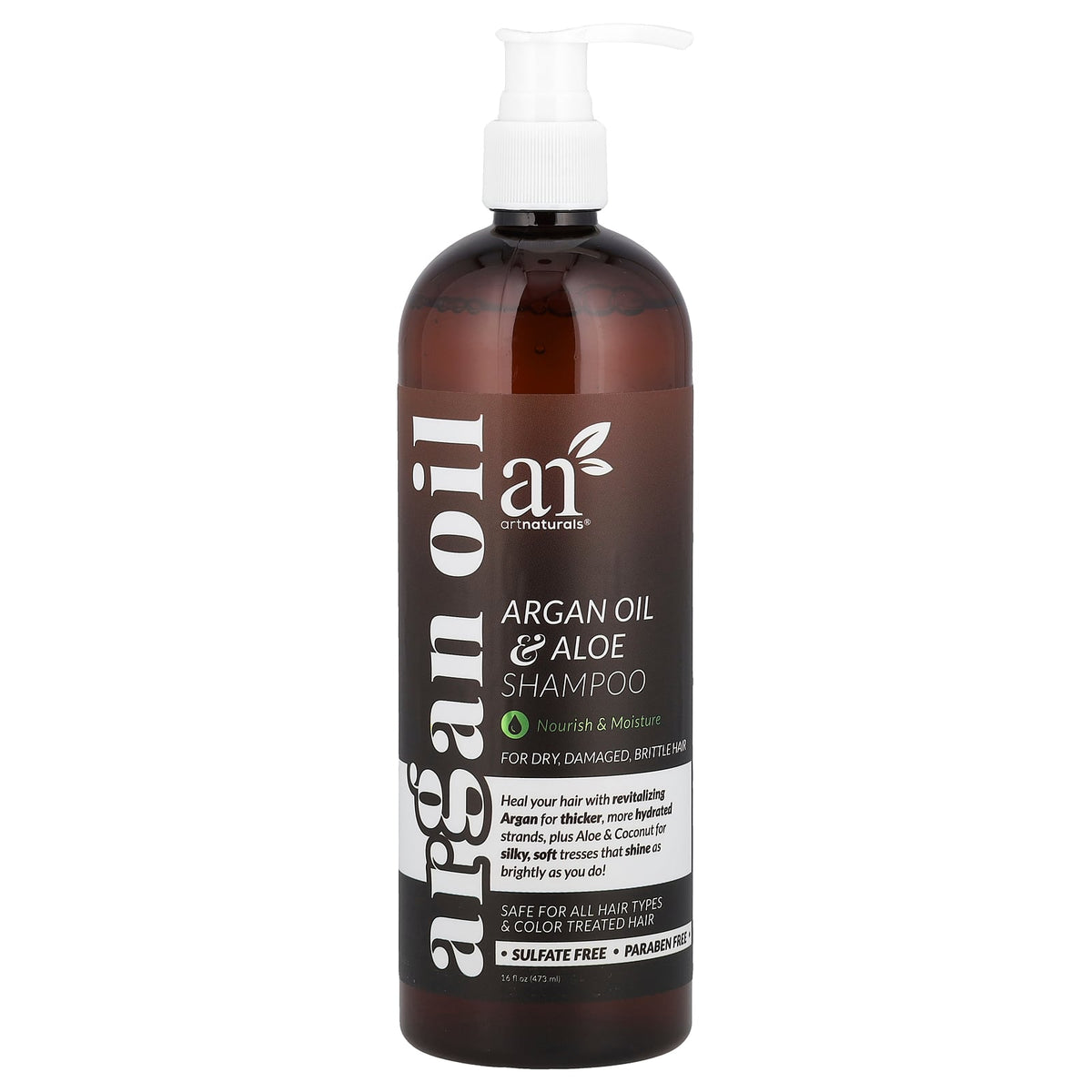 artnaturals, Argan Oil & Aloe Shampoo, For Dry, Damaged, Brittle Hair, 16 fl oz (473 ml)