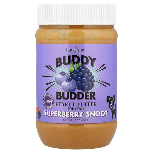 Bark Bistro, Buddy Budder, Peanut Butter, For Dogs, Superberry Snoot, 17 oz (480 g)
