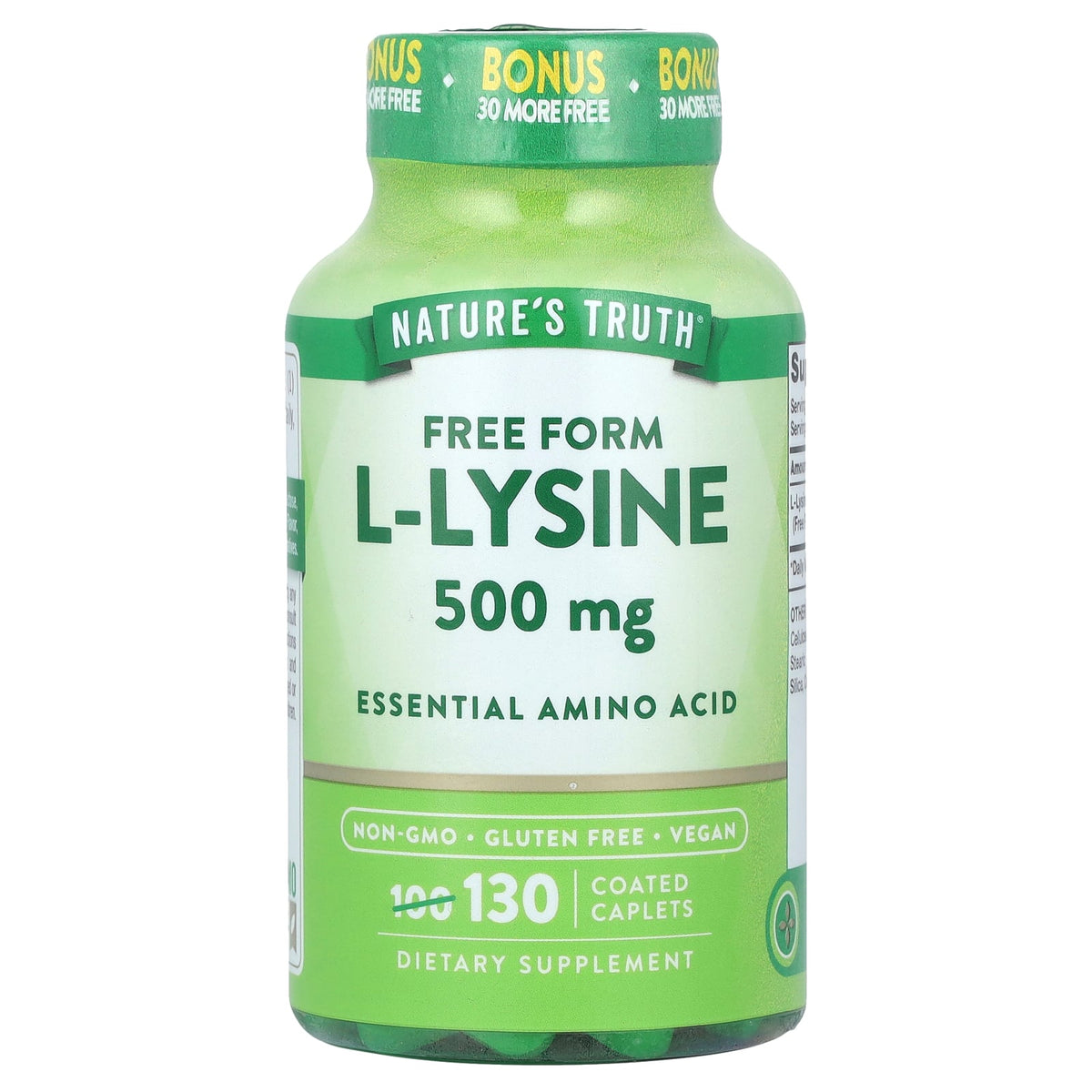 Nature's Truth, L-Lysine, 500 mg, 130 Coated Caplets