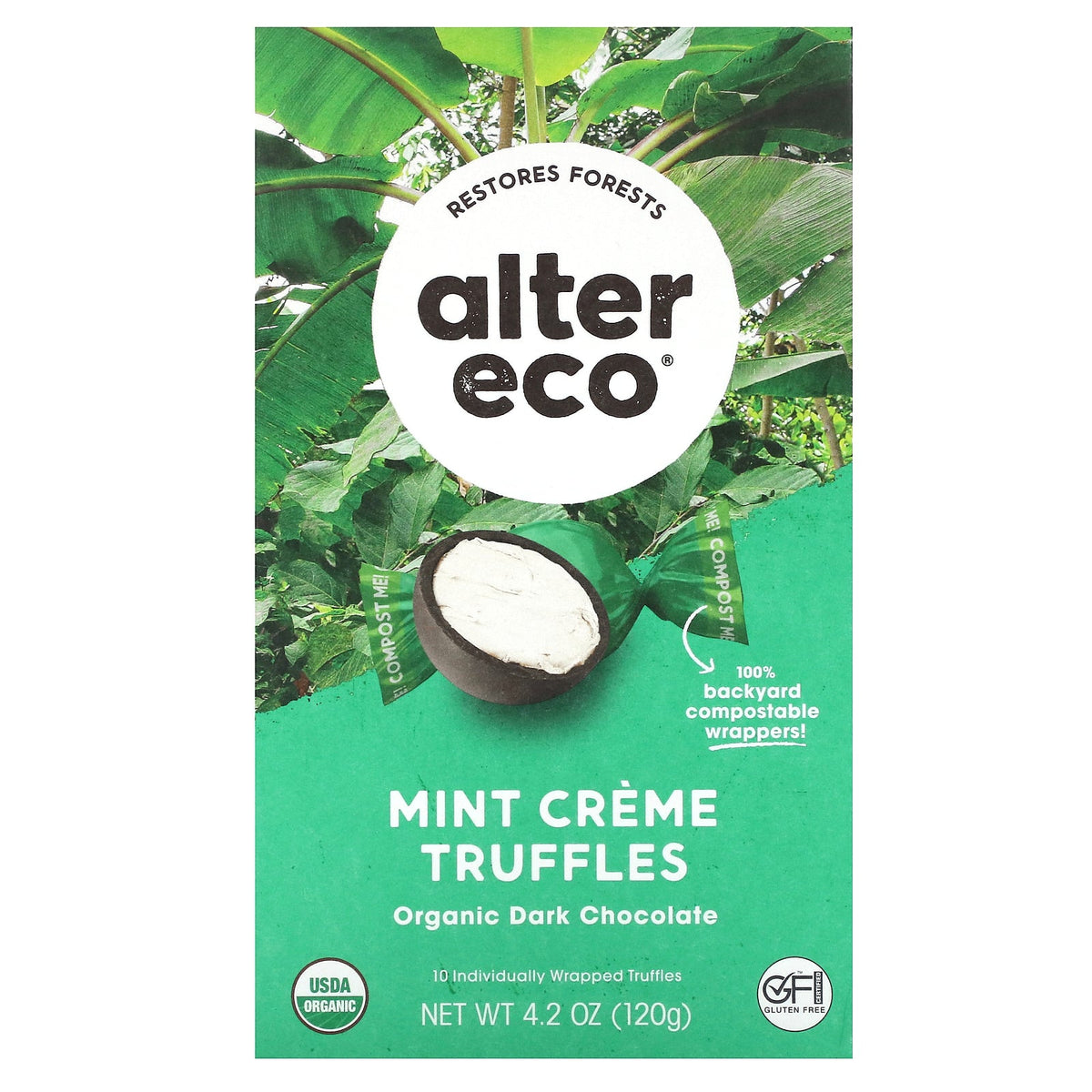 Alter Eco, Organic Mint Creme Truffles, Dark Chocolate, 4.2 oz (120 g)