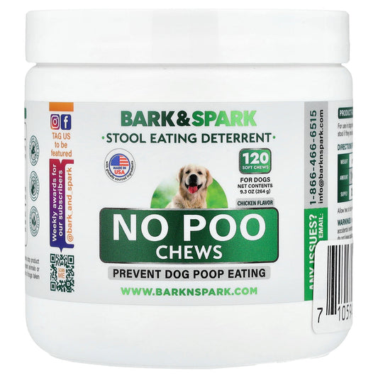 Bark&Spark, No Poo Chews, For Dogs, Chicken , 120 Soft Chews, 9.3 oz (264 g)