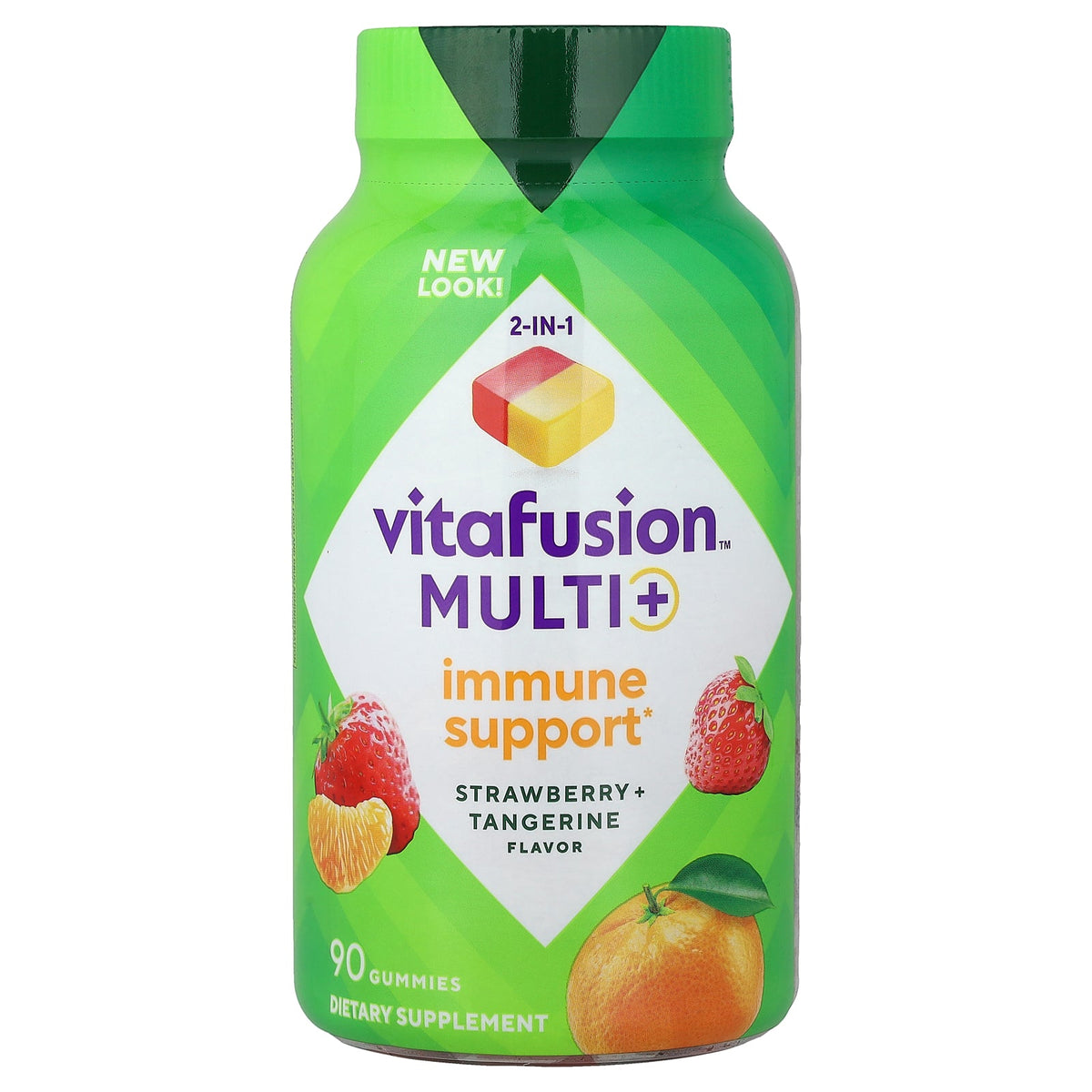 VitaFusion, Multi+ Immune Support Gummies, Strawberry + Tangerine, 90 Gummies