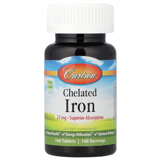 Carlson, Chelated Iron, 27 mg, 100 Tablets