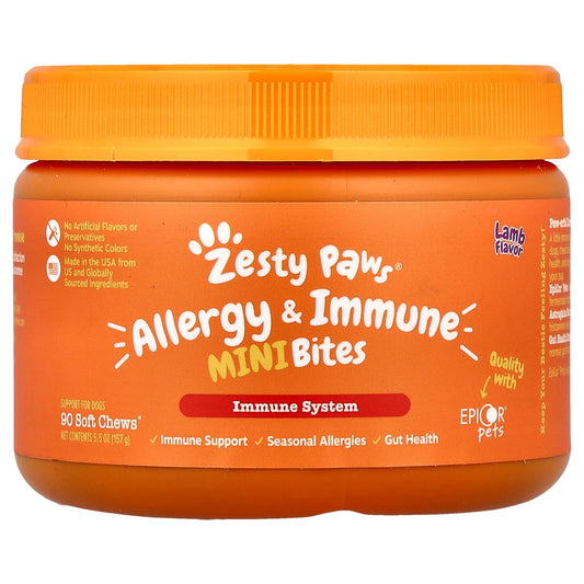 Zesty Paws, Allergy & Immune Mini Bites, For Dogs, Lamb, 90 Soft Chews, 5.5 oz (157 g)