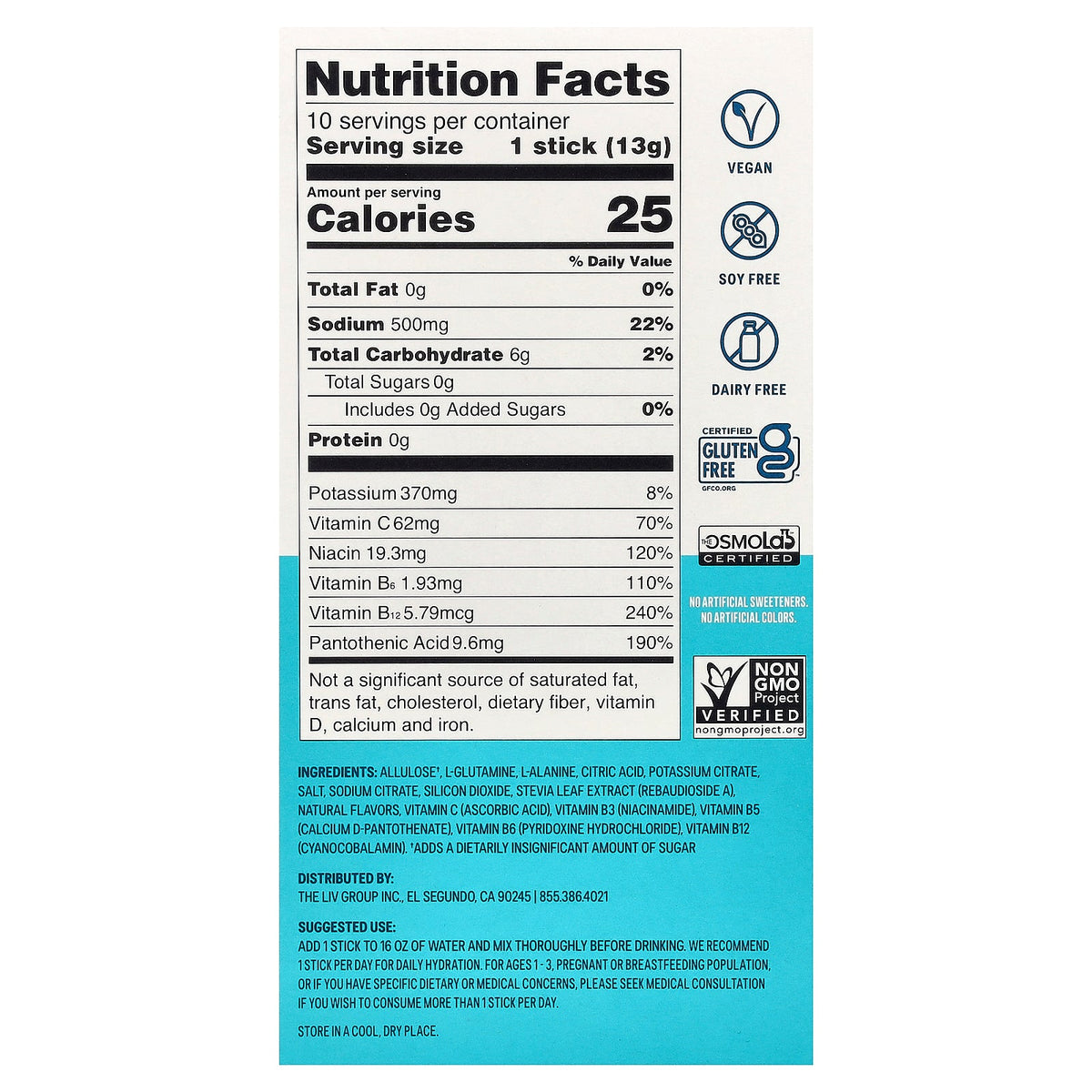 Liquid I.V., Hydration Multiplier®, Electrolyte Drink Mix, Lychee Sorbet, Sugar Free, 10 Sticks, 0.45 oz (13 g) Each