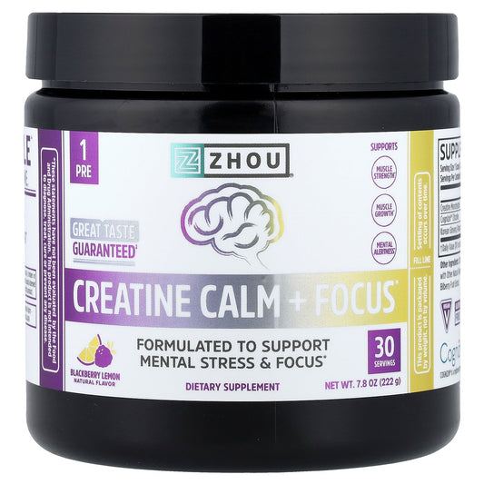 Zhou Nutrition, Creatine Calm + Focus, Blackberry Lemon, 7.8 oz (222 g)