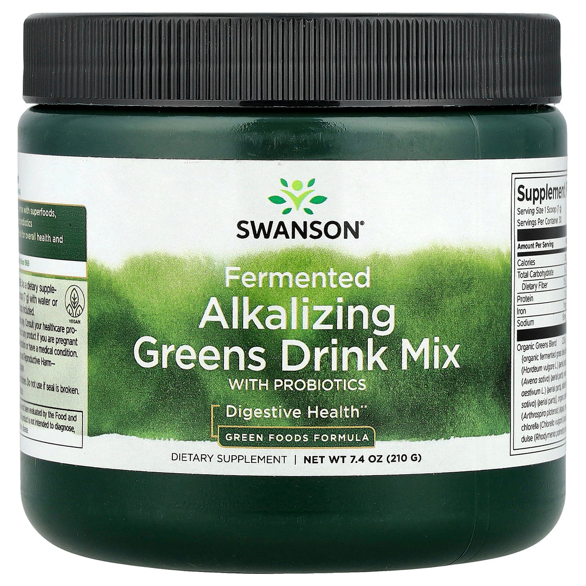 Swanson Vitamins, Fermented Alkalizing Greens Drink Mix with Probiotics, 7.4 oz (210 g)