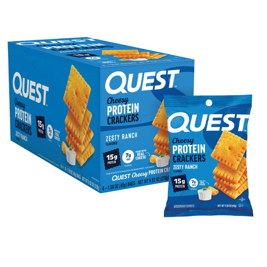 Quest Nutrition, Cheesy Protein Crackers, Zesty Ranch, 6 Bags, 1.59 oz (45 g) Each
