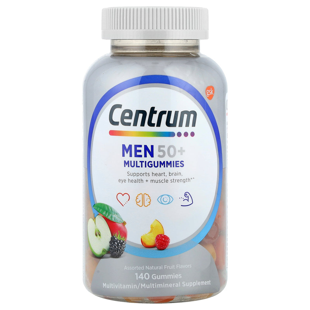 Centrum, Men 50+ Multigummies, Assorted Natural Fruit, 140 Gummies